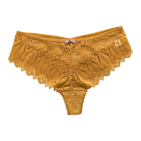 DondPO Womens Underwear For Women Crochet Lace Panty Sexy Hollow Out Underwear Womens Sexy Underwear Seamless Underwear For Women Yellow S Clearance
