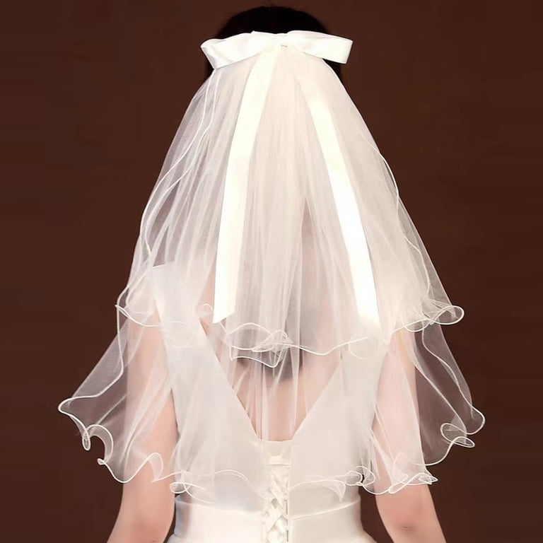 Bridal Veil With Pearls & Rhinestones – Short Wedding Veil For Brides, Bachelorette, First Communion