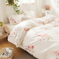 thumbnail image 6 of Move Over offwhite Floral Bedding Sets Queen Flowers Pattern Botanical Duvet Cover Set Microfiber No Filling, 6 of 9