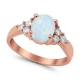 thumbnail image 4 of Oval Accent Rose Tone Lab Created White Opal Ring 925 Sterling Silver Size 5, 4 of 6