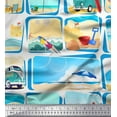 thumbnail image 1 of Soimoi Modal Satin Fabric Chair,Girl & Beach Surfboard Patchwork Print Sewing Fabric Yard 42 Inch Wide, 1 of 3