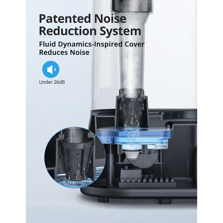 HOMECH Quiet Ultrasonic Cool Mist Humidifier(4L, 1.06 Gallon) 12-60 Hours,  360° Nozzle, Waterless Tank Removal Auto Shut-off (Black) - Walmart.com