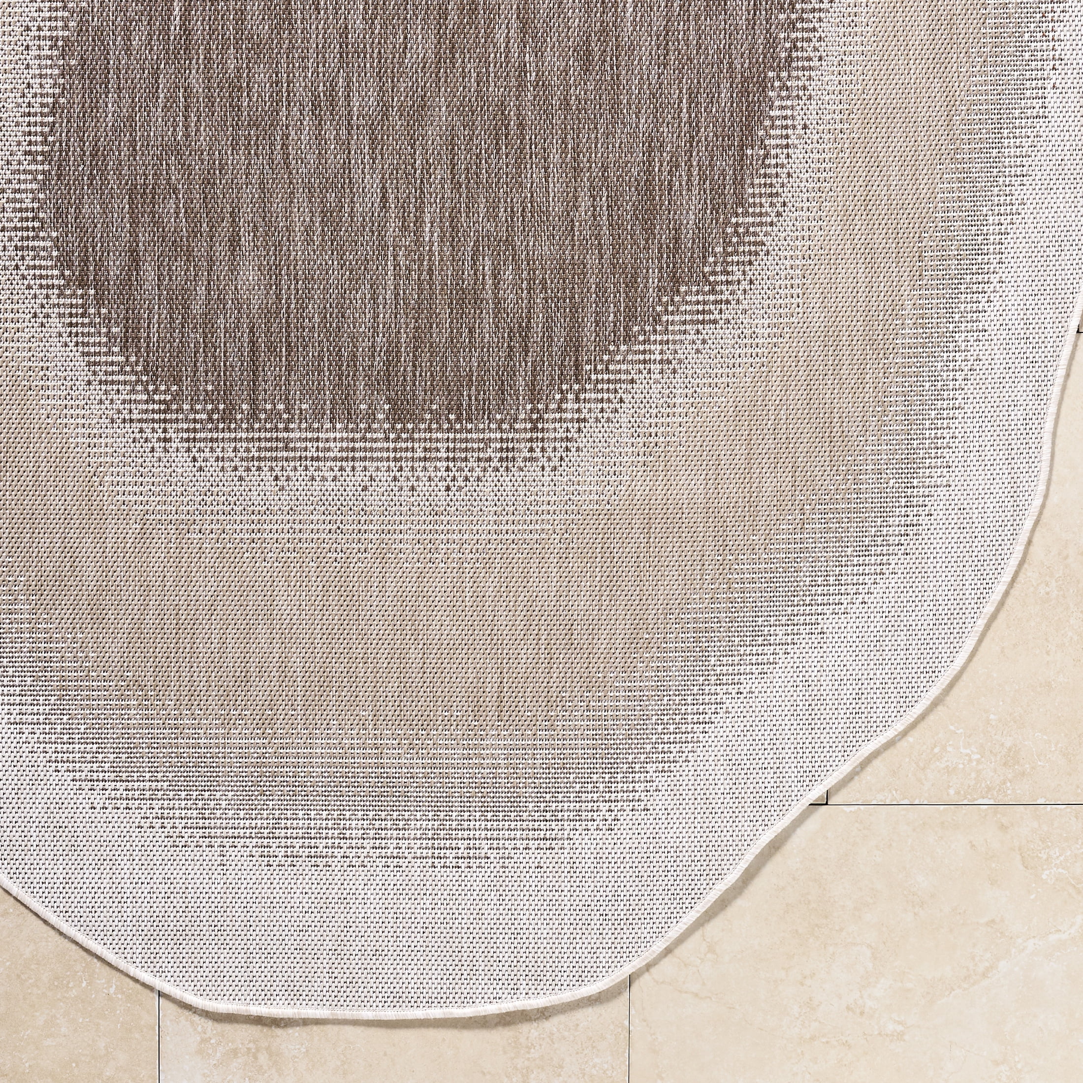 Livabliss Miami Beach Border Outdoor Area Rug, 9'2" x 12', Brown/Cream
