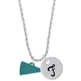 thumbnail image 1 of Delight Jewelry Acrylic 3/4" Teal Megaphone Silvertone Script Initial Disc - F - Charm Necklace, 20"+3", 1 of 4