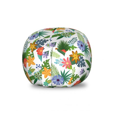 Floral Storage Toy Bag Chair  Hawaiian Composition of Colorful Flowers and Leaves Blossoming on a Plain Background  Stuffed Animal Organizer Washable Bag  Small Size  Multicolor  by Ambesonne
