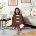 thumbnail image 4 of Wearable Blanket,Brown Silver Football Pattern Hooded Wearable Flannel Blanket for Adults & Teens with Buckle,Winter Poncho Shawl Wrap Cape,50"x60", 4 of 5