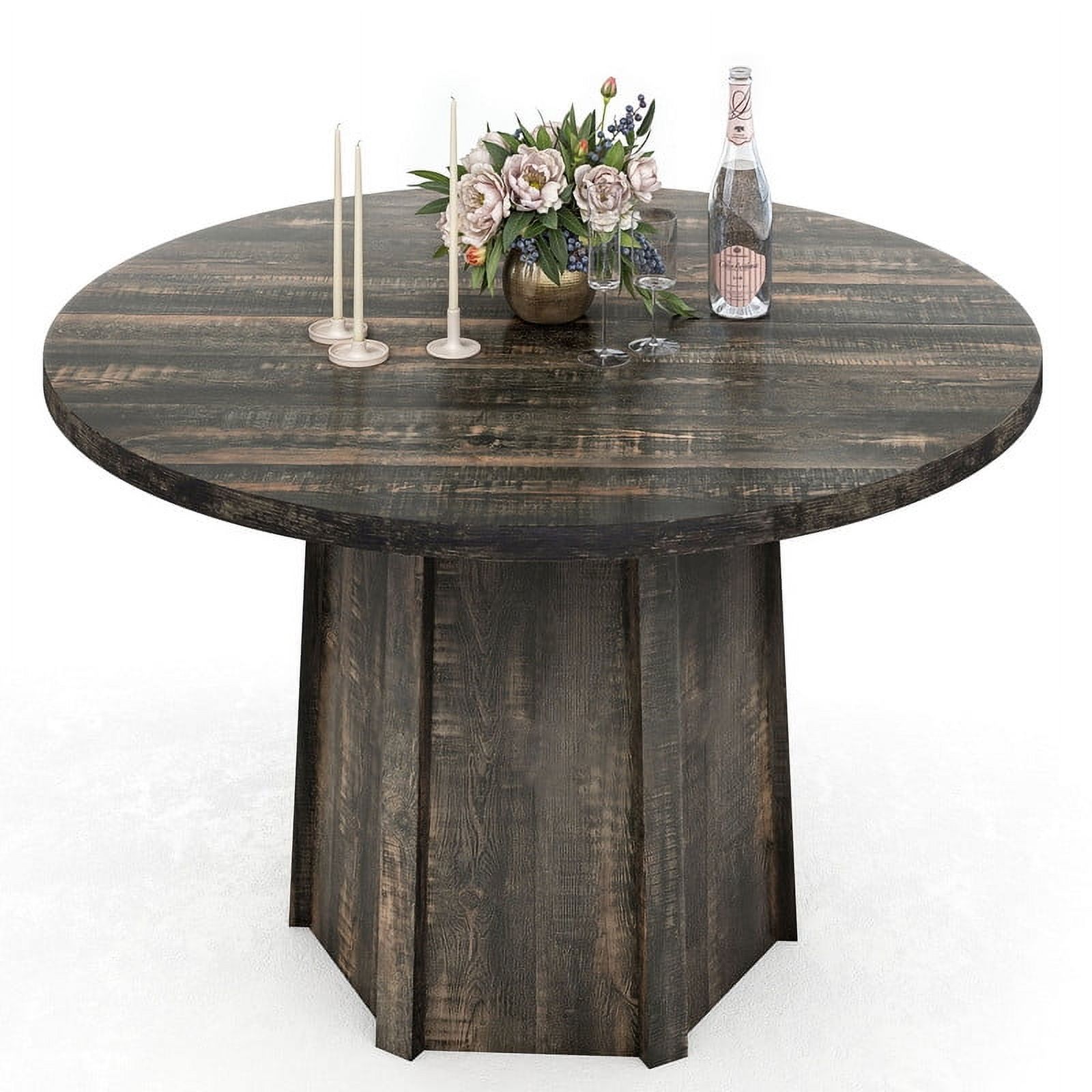 Uforic 47" Wood Dining Table for 4 People, Farmhouse Round Kitchen Table, Circle Dining Table for Kitchen Living Room, Gray