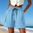 thumbnail image 2 of Women's Lightweight Nylon Spandex Work Shorts, Elastic Waist Tummy Control with Zippered Pockets, Quick Dry Breathable Stretch, Outdoor Leisure Hiking Running Travel, Athletic, 2 of 7