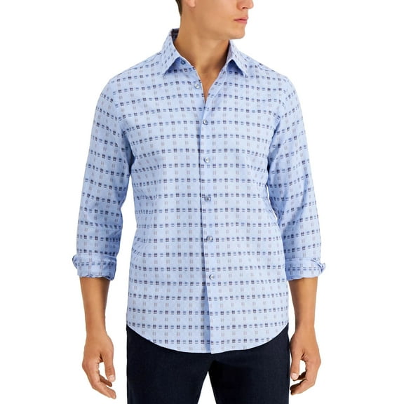 Tasso Elba Men's Cagio Plaid Long-Sleeve Shirt, Blue Combo, 2XL