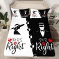 thumbnail image 2 of Homewish Romantic Woman Man Bed Sheets, Couple Anniversary King Sheets, Valentines Day Black White Lightweight Room Decor, 4pcs, 2 of 7