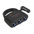 thumbnail image 1 of Divisor de enchufe para encendedor de cigarrillos de coche 3 en 1, 120W, USB + PD, rápido, 1 of 8