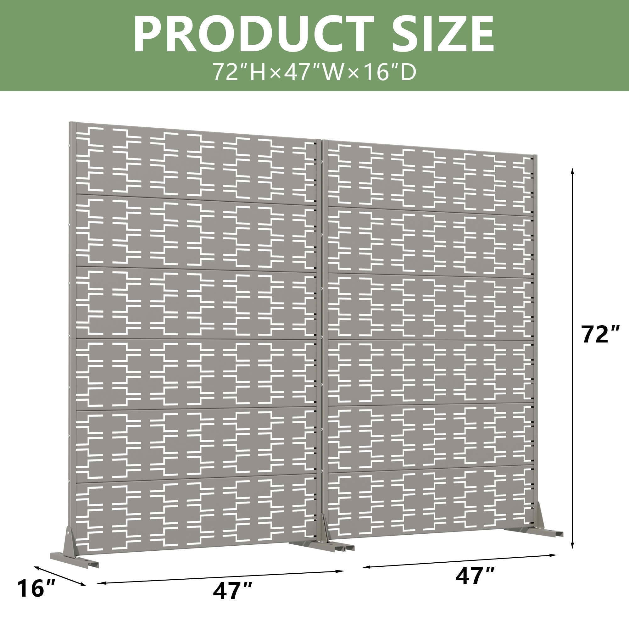 MAYEERTY 72x47 Gray Double-sided Outdoor Natural Privacy Panel Screen, 6 Piece Set Natural Folding Divider for Backyard and Garden