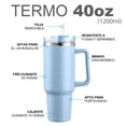 thumbnail image 2 of Termo De 40oz Con Asa Y Popote Acero Inoxidable Agua Cafe Kimhi Ideal Para Portavasos De Coche Vaso Térmico Para Agua Fria Y Caliente Color Azul, 2 of 7