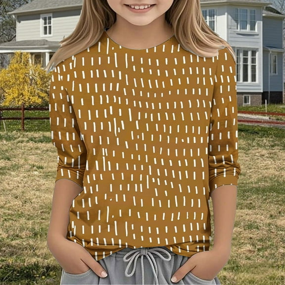 Bnwani Long Sleeve Toddler Shirt Crew Neck Casual Originality Printed Tops 3-4t