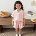 thumbnail image 2 of KPOPLK Toddler Baby Girls Clothes Gauze Shirt Tee Tops +Shorts Outfit 2 PCS Set 12 Months-5 Years(2-3 Years,Pink), 2 of 5