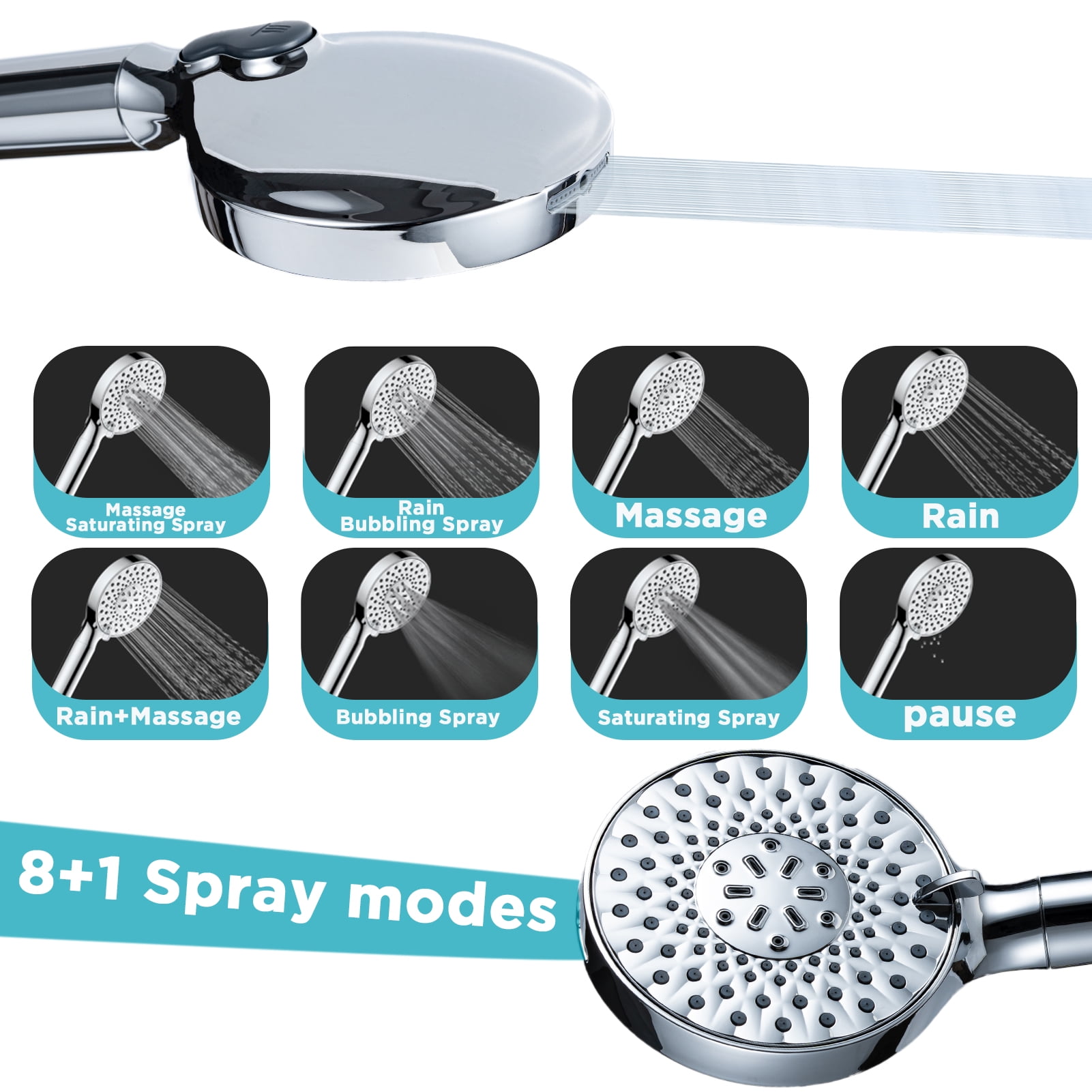 VXV Filtered Shower Head, 9 Modes High Pressure Shower Head with Handheld, with 71" Shower Hose &  Adjustable Bracket Filter Shower Head, Remove Chlorine & Hard Water, Chrome