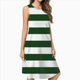 thumbnail image 2 of Green White Horizontal Striped Pattern Casual Sleeveless Loose Sundress Dress For Women Summer Dress Daily Woman, 2 of 4