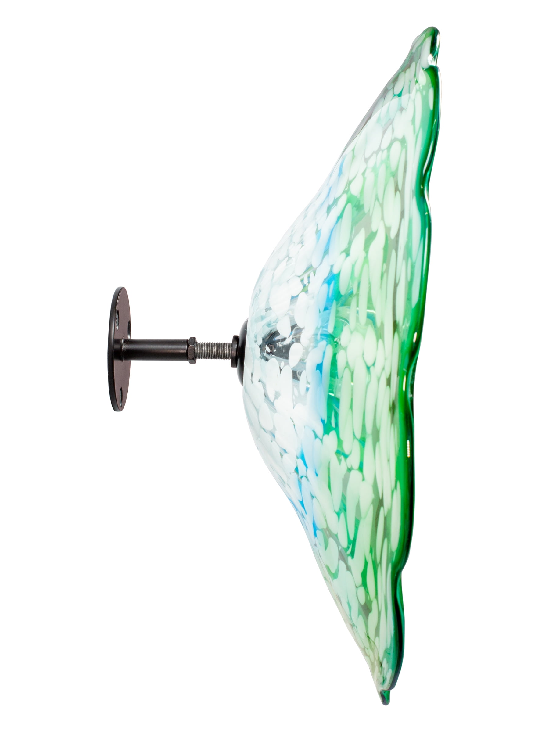 Fiore Hand Blown Art Glass Wall Décor with Floral Finial Centerpiece, Green 14" Diameter