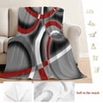 thumbnail image 5 of Grey Geometric Throw Blanket for Couch,Soft Lightweight Flannel Fleece Blanket,Modern Abstract Black White Red Striped Microfiber Plush All Season Decorative Blankets for Sofa Office Travel 40"x50", 5 of 9