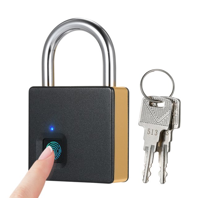 Smart Fingerprint Lock USB Rechargeable 10 Sets Fingerprints IP65 Waterproof Anti-Theft Security Padlock Door Luggage Case Lock with 2 Keys