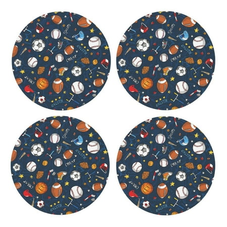 

4 Piece Round Mdf Cork Coaster 3.9in Lightweight Durable Easy To Clean Coaster For Living Room Dining Room Bedroom Bathroom Sport Multi Ball