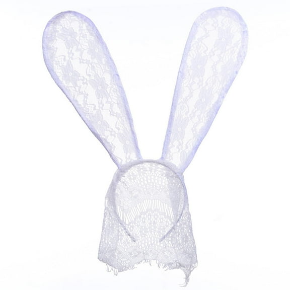 Momihoom Lovely Women Girl Hairbands Lace Rabbit Bunny Ears Sexy Veil Black Eye Mask Halloween Party Headwear Hair Accessories