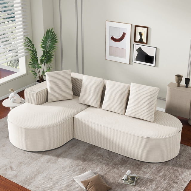 Noble House Fully Compressed Frameless Modular Sofa,L-Shaped Recliner,White