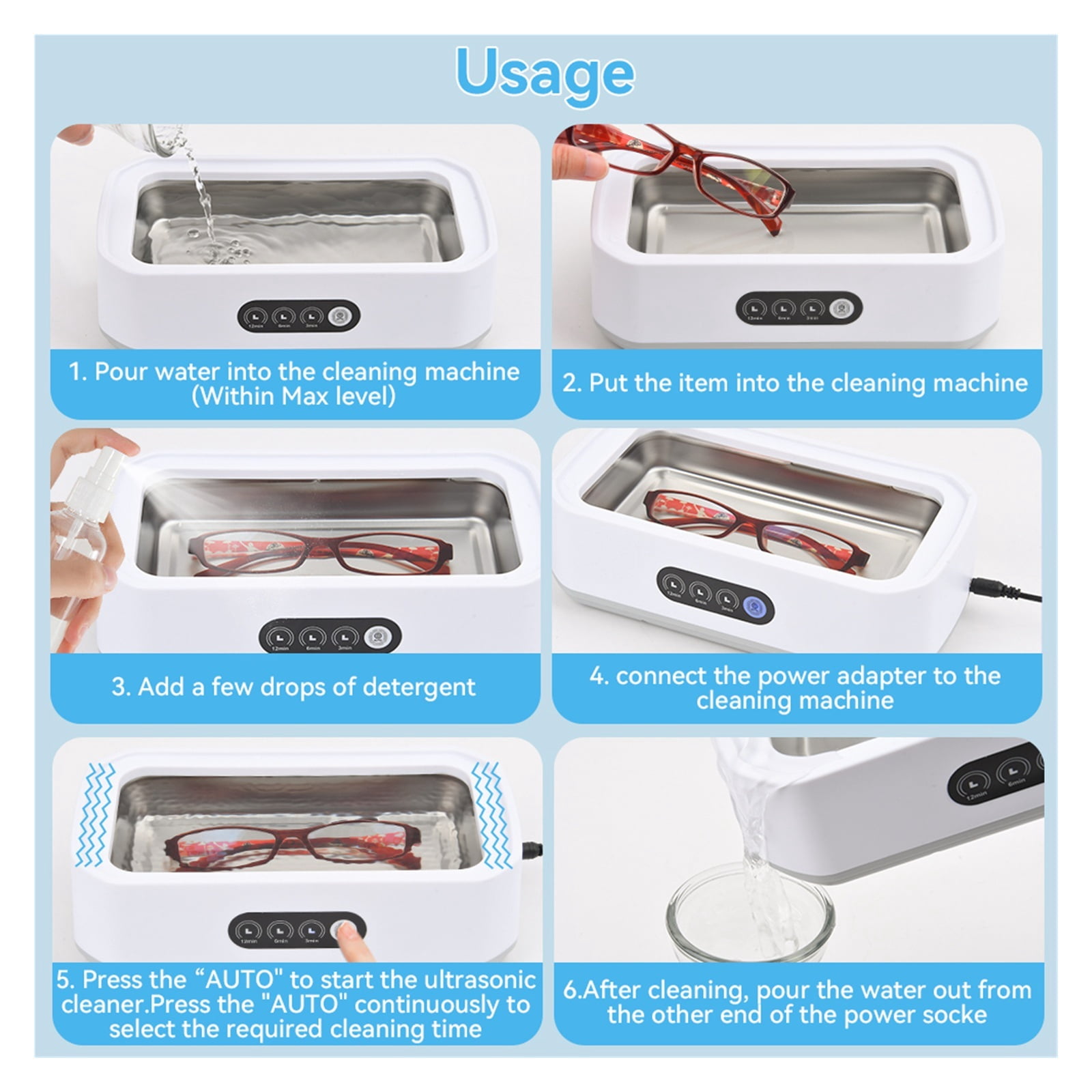 Ultrasonic Cleaning Machine Glasses Cleaning Machine Large Capacity Jewelry Professional Cleaner ,Convenient to Use