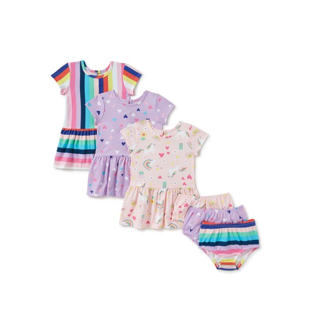Wonder Nation Wonder Nation Baby Girl Knit Dresses, 3Pack (0/3M24M
