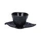 thumbnail image 5 of Juego de posavasos de hierro fundido para taza de té, taza decorativa para oficina, juego de té Kung Fu, color negro Posavasos de hojas, 5 of 9