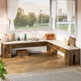 thumbnail image 6 of Finmind L-Shaped Bench, 61" Entryway Shoe Bench with Padded Seat Cushion, Corner Breakfast Nook Seating for Kitchen, Cloakroom, Entry, White & Brown, 6 of 8