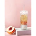 thumbnail image 4 of 2pcs Striped Glass Straw Cups With Lids - High Borosilicate Glass, Suitable For Iced Coffee, Milkshakes And Juices - Comfortable Grip, Ideal For Home, Office And Party Use [Brush Not Included], 4 of 11