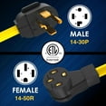 thumbnail image 2 of EV Charger Adapter Cord, NEMA 14-30P to 14-50R, 30Amp to 50Amp, 4 Prong Dryer Outlet Plug to 4 Prong Female, for EV Level2 Charging, Tesla, 2 of 7