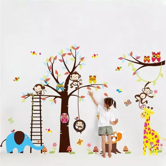 Vinil Decorativo Infantil Bebé Niña Changuitos Árbol Bosque H&Jess VINIL INFANTIL