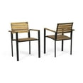 thumbnail image 2 of Outdoor Sofa, LARIS WOOD AND METAL CHAIR, Teak+ Black Patio Furniture,Acacia Wood Outdoor Sectional, Garden & Outdoor & Patio Furniture Patio Seating, 2 of 15