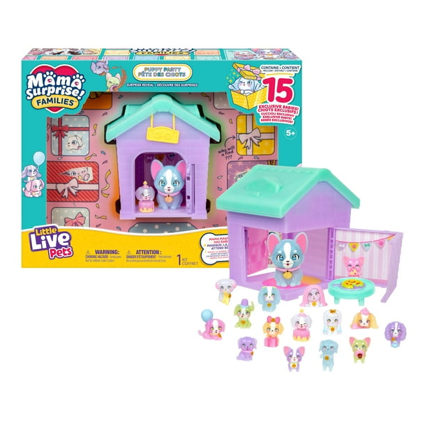Set de juego Dog House Little Live Pets Mama Surprise con 15 cachorros