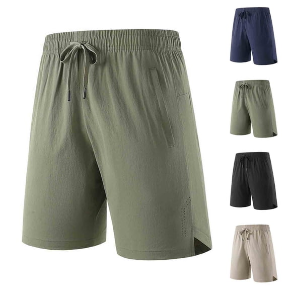 lcziwo Gym Shorts Men Big and Tall Summer Casual Drawstring Trunks with Pockets Fishing Camping Outdoor Work Shorts Khaki XL