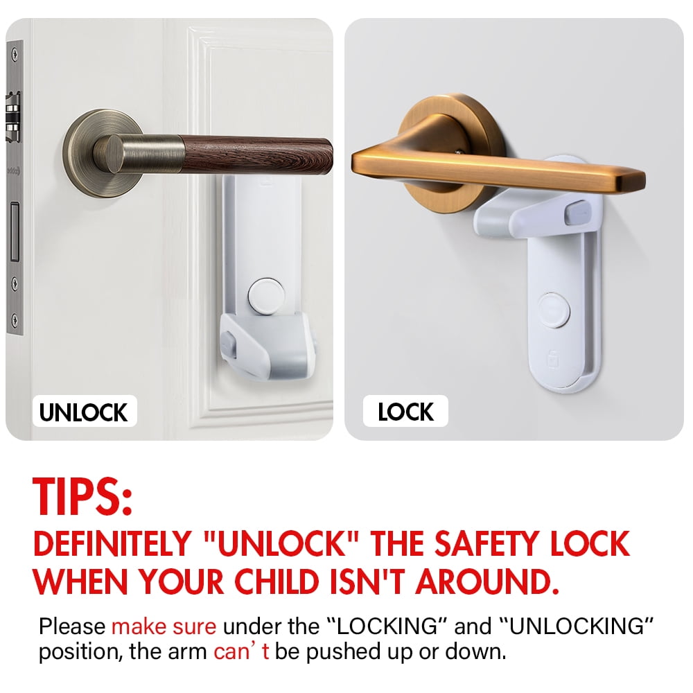 Door Lever Lock Child 2 Pack Child Proof Doors & Handles 3M Vhb Adhesive 
