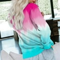 thumbnail image 4 of tklpehg Women Long Sleeve Sweatshirt Comfy Loose Blouse Leisure Lightweight Spring Shirts Long Sleeve Tops Crewneck Sweatshirts Gradient Print Tops Graphic Sweatshirts Hot Pink L, 4 of 5