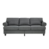 Classic 3 Seaters Upholstered Sofa, 100% Polyester Couch with Nailhead Trim and Storage for Living Room Office Apartment