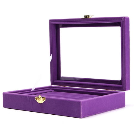 organizer cosmetic portable holder necklace storage glass gift wood travel display earings tray velvet bracelet rings colors case jewelry box