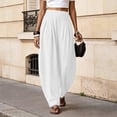 thumbnail image 4 of Only Moment Formal Casual Linen Pants Soft Fabric Casual Pants Flowy Wide Leg Beach Trousers with Pockets White,2XL, 4 of 7