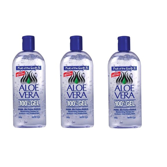 Fruit Of The Earth Aloe Vera Moisturize Dry Skin, No Alcohol, 12Oz, 3-Pack