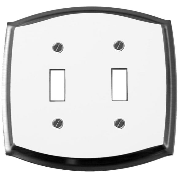 Atron Electro Industries Astoria Double Toggle wall Plate - White / Chrome