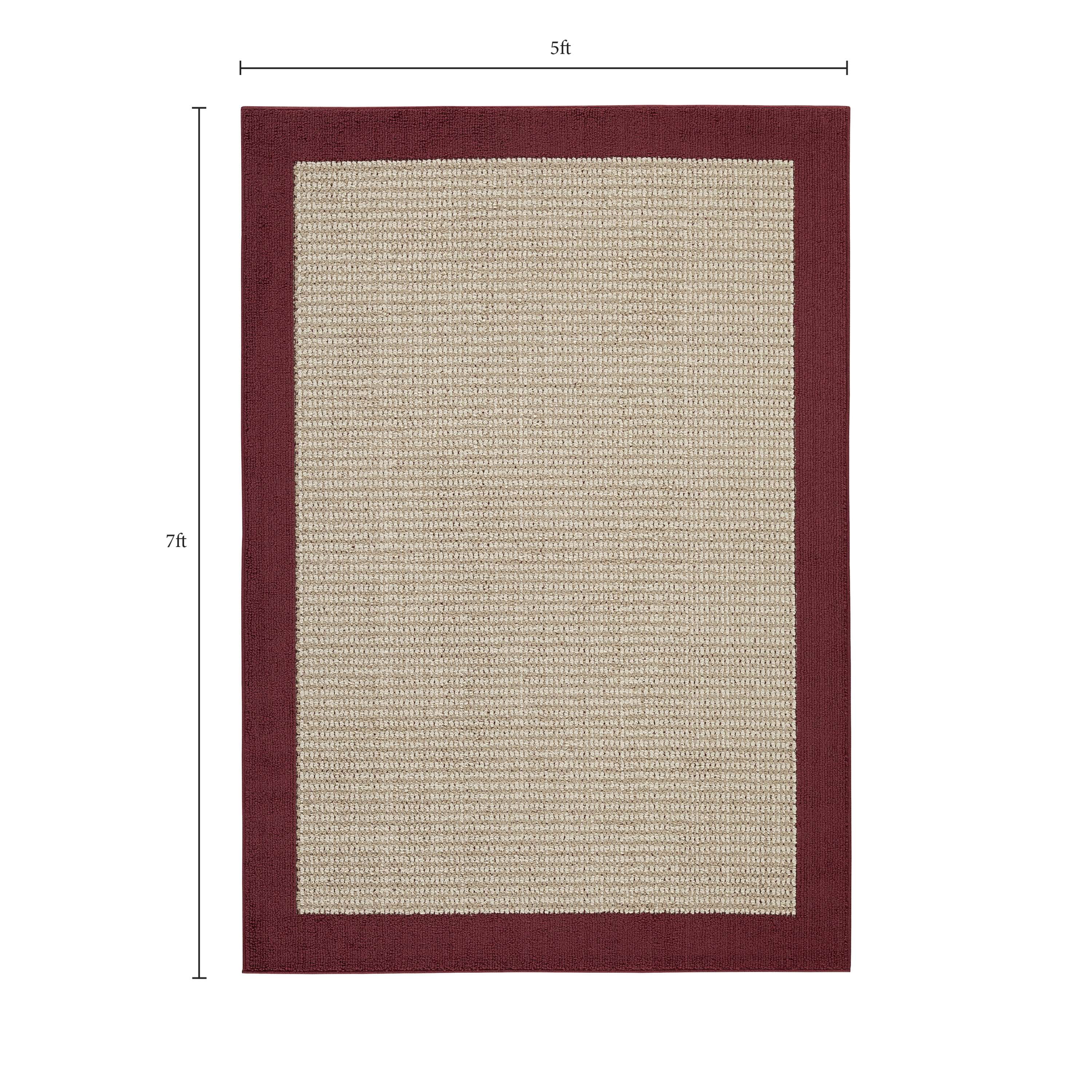 Mainstays Farmhouse Faux Sisal Olefin Red Border Indoor Area Rug, 5' x 7'