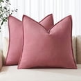 thumbnail image 1 of wonima44 MIULEE Decorative Linen Euro Sham Pillow Covers 24x24 Cranberry Red Boho Farmhouse Neutral Couch Throw Pillows for Bed Pack of 2 Accent Modern Pillowcase Sofa Livingroom Home Decor, 1 of 1