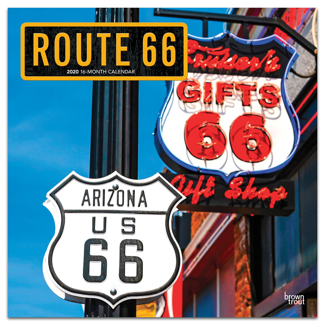 Route 66 2020 12 x 12 Inch Monthly Square Wall Calendar, USA United
