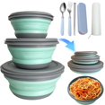 thumbnail image 1 of Set de 3 cuencos plegables de silicona RMAMSCOV para camping con soporte para comida, 1 of 8