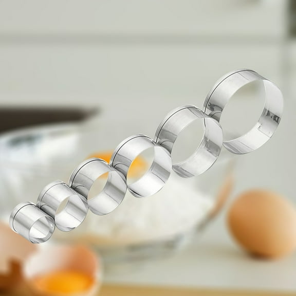 OUNONA Stainless Steel Cookie Cutters Round Shape for Baking Use Eco Friendly and Anti Rust 6 Pcs