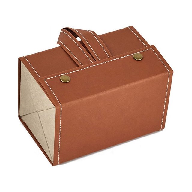 Caja de almacenamiento de gafas de joyería multifuncional caja de regalo de múltiples rejillas caja de gafas hecha a mano de cuero de PU de textura pequeña